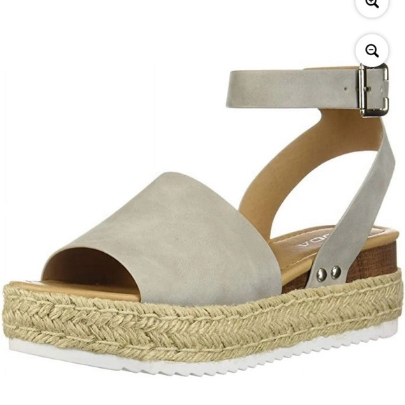 Soda Shoes - Soda Topic Gray Vegan Nubuck Espadrille Platfrom Wedge Sandals 8